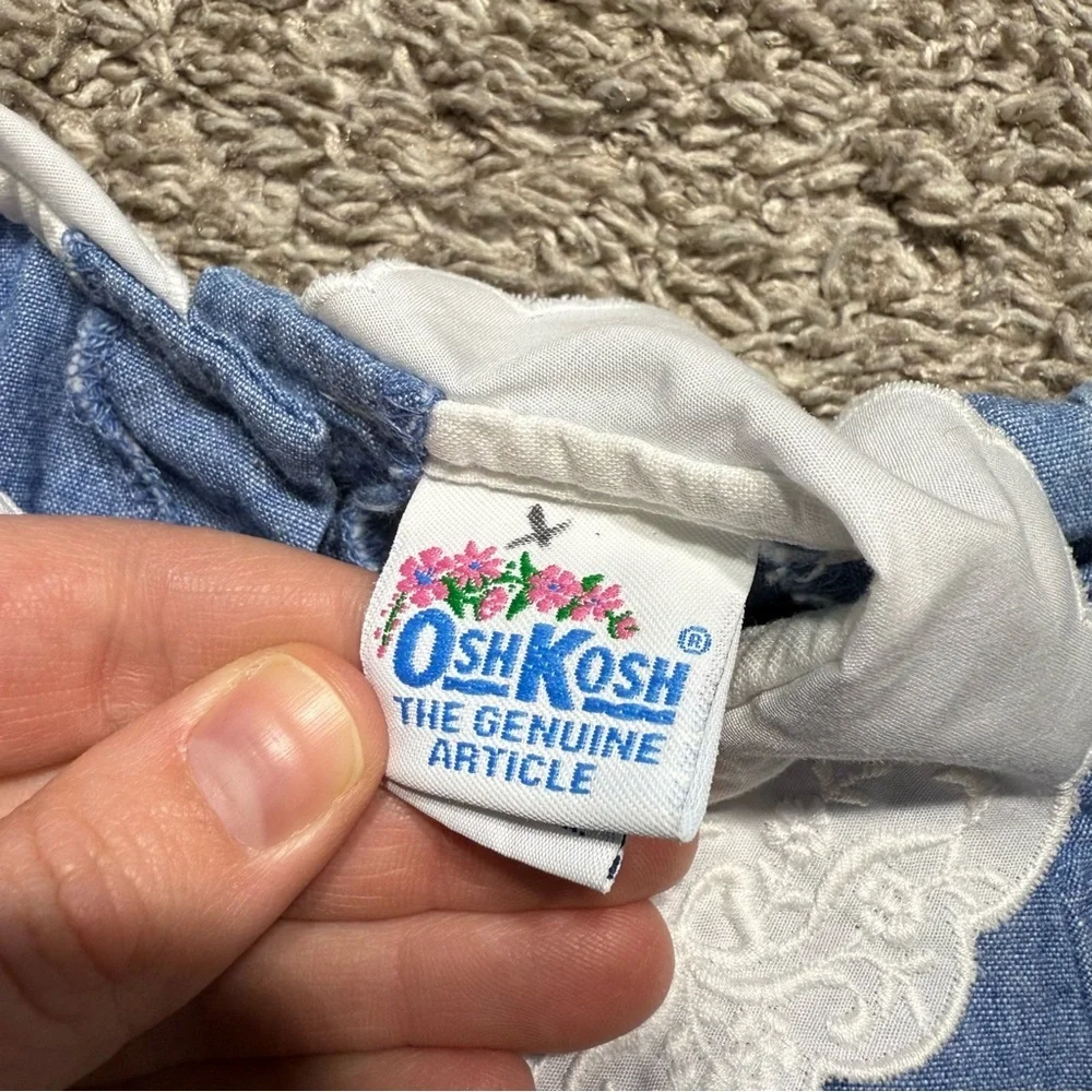 Oshkosh vintage 24 month dress 90s girl toddler blue lace Peter Pan collar